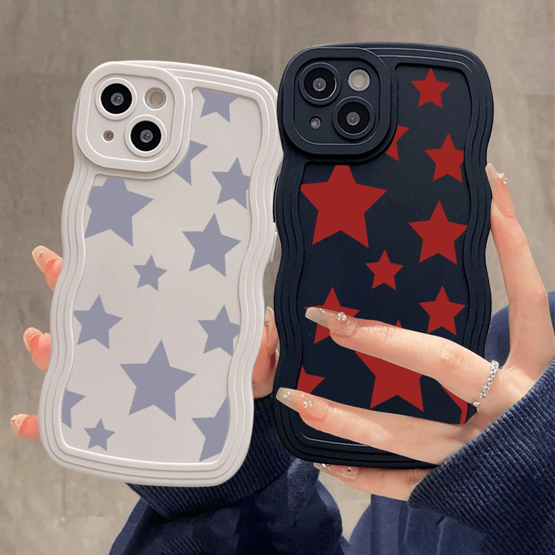 

2pcs Phone Case With Stars Graphic Shockproof For 14 13 12 11 Pro Max X Xr Xs 7 8 Plus Bumper Back Soft Cover Phone Cases