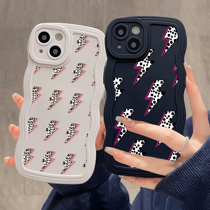 

2pcs Spotted Lightning Graphic Luxury Phone Case For Iphone 11 14 13 12 Pro Max Xr Xs 7 8 Plus Shockproof Cases Fall Bumper Back Soft Matte Lens Protection Cover Pattern Cases