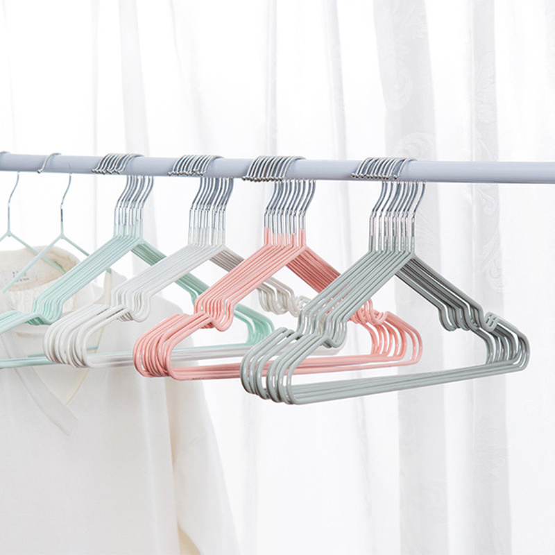 

10pcs T Shape Steel Wire Hangers For Adult Clothes Coat Storage Rack Drying Anti-skid Hanging Wardrobe Organizer Holder 40cm For Clothing Stores