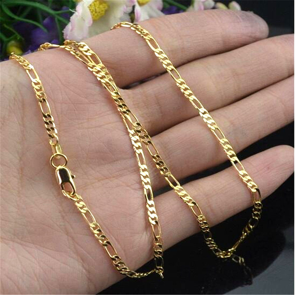 

1pc 2.5mm 16in-30in Golden Silvery Long Chain Necklace, Men's Women's Necklace Fijaro Engraved Chain Wide Chain, Father's Day Gift