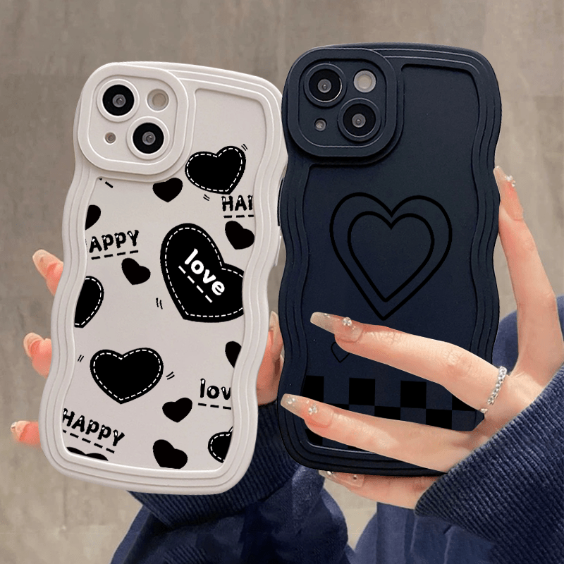 iPhoneアクセサリー CASE TIFY black hearts 2pcs phone case black hearts graphic shockproof 14 13 - Temu