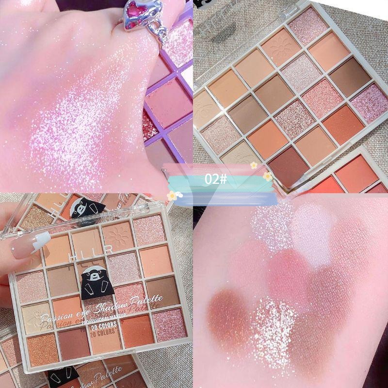 20-Color Eyeshadow Palette Matte Pearly Sequin Finish Smudge Proof Sweatproof