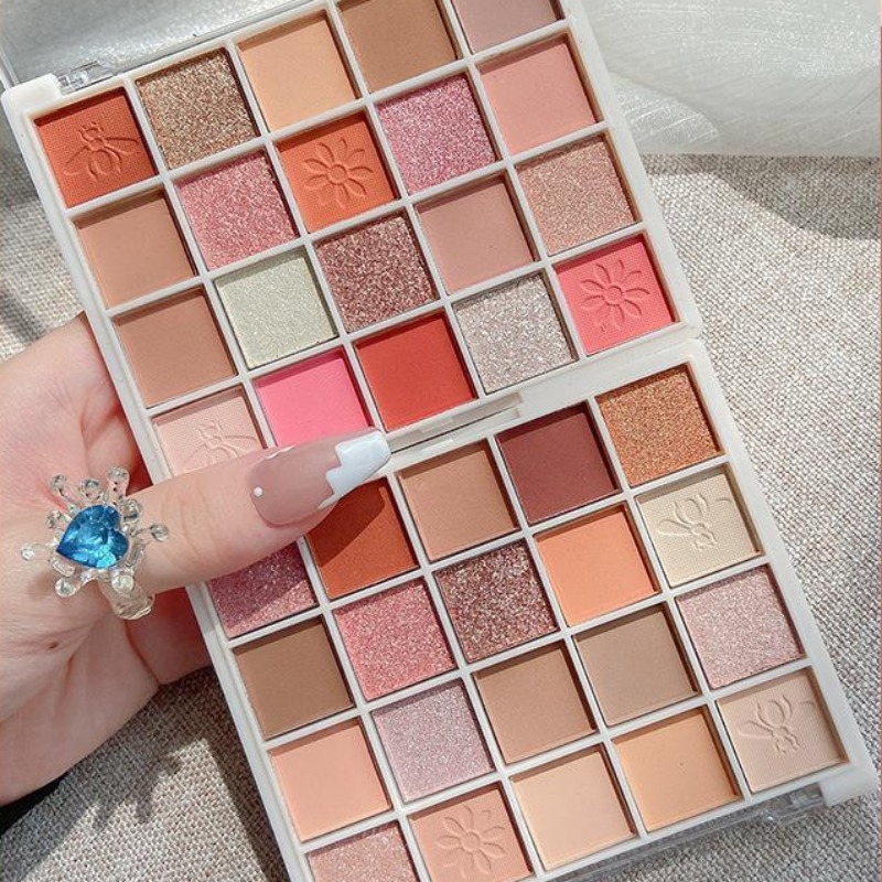 20-Color Eyeshadow Palette Matte Pearly Sequin Finish Smudge Proof Sweatproof