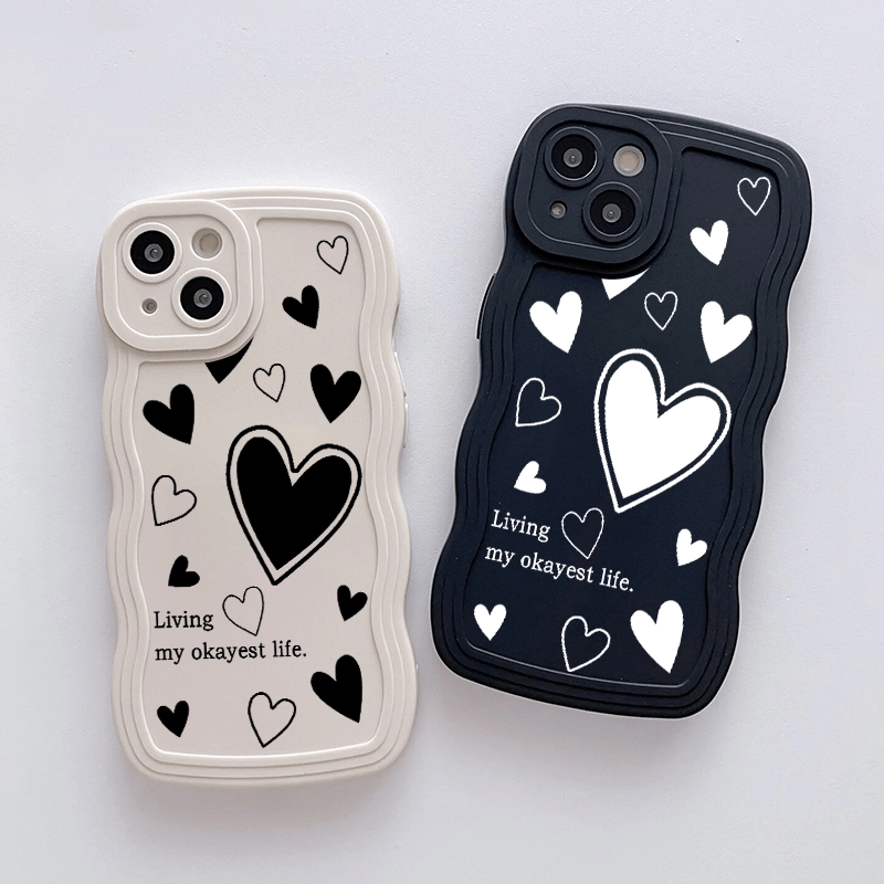 2pcs phone case hearts graphic shockproof 14 13 12 11 - Temu