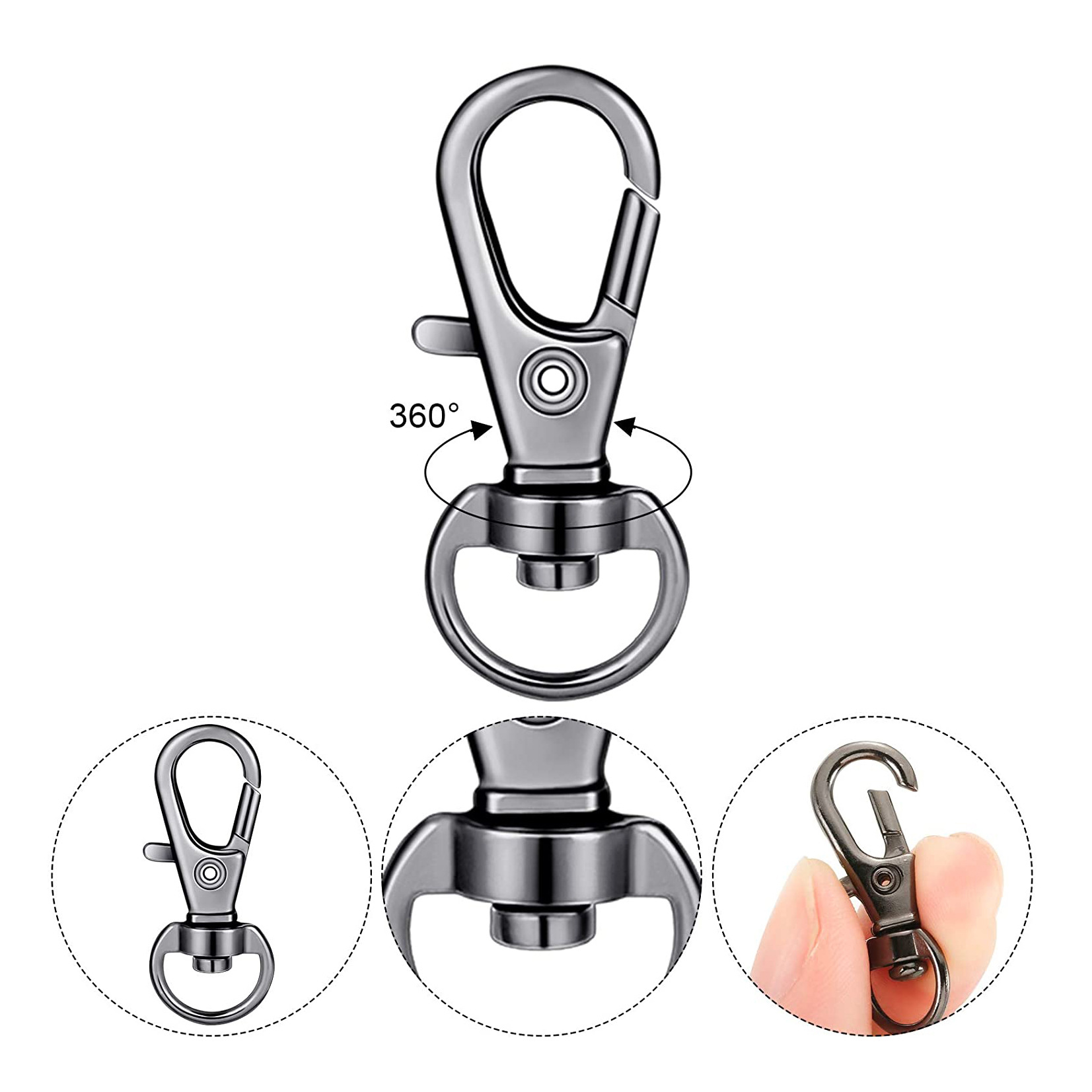 120PCS Metal Keychain Accessories Kit, Zinc Alloy Rotating Lobster Buckle,  Dog Buckle, Metal Hanging Buckle, Loose Split Ring Key Chain For DIY Keycha