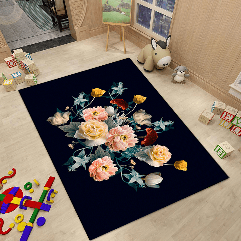 Colorful Floral Area Rugs Non slip Resistant Rug Machine - Temu