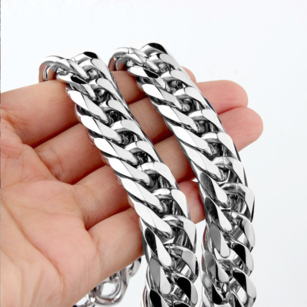 Fashion Hip Hop Rock Punk Bold Cuban Chain Width Silvery - Temu Canada