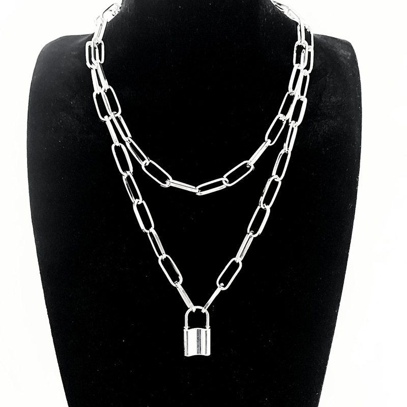 Black Chain Layered Necklace Set Goth Aesthetic Necklace 
