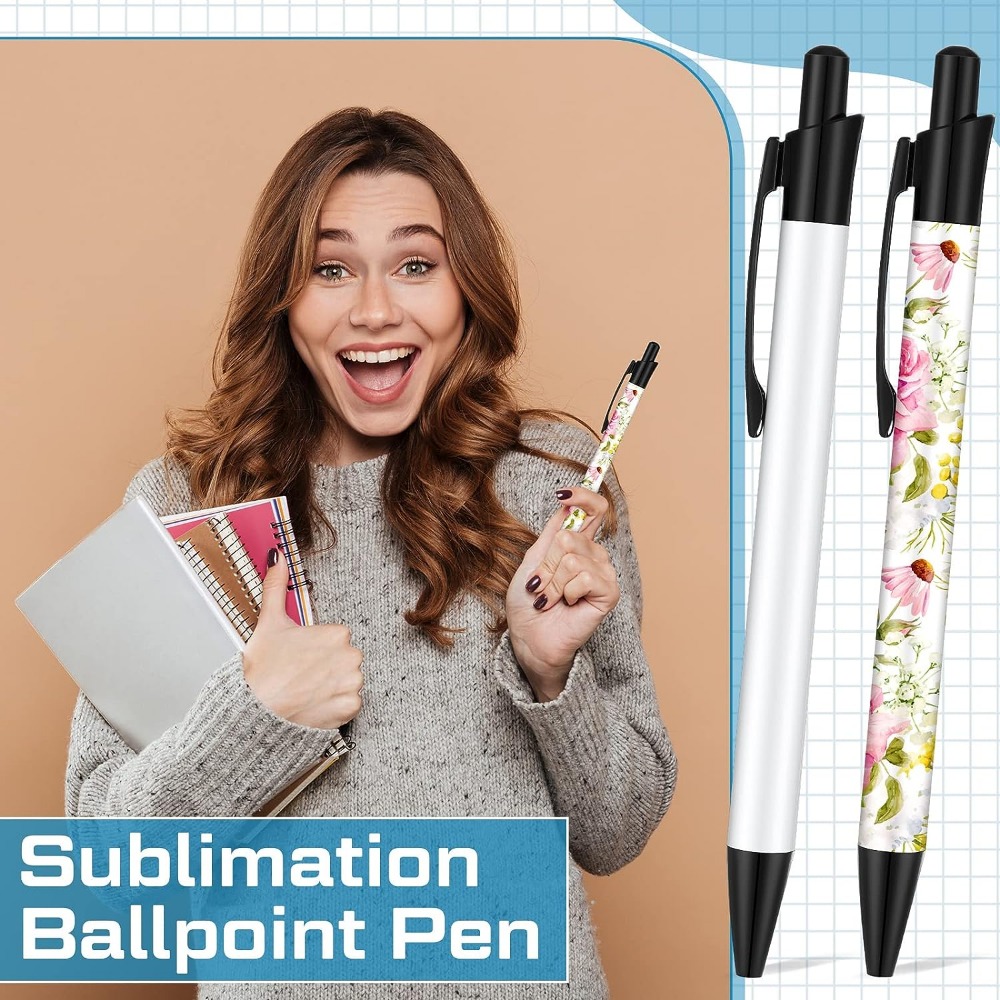 Sublimation Blank White Metal Ballpoint Pens Office Supplies Advertising  Promotion Pen With Shrink Wrap Sublimation for DIY Logo - AliExpress