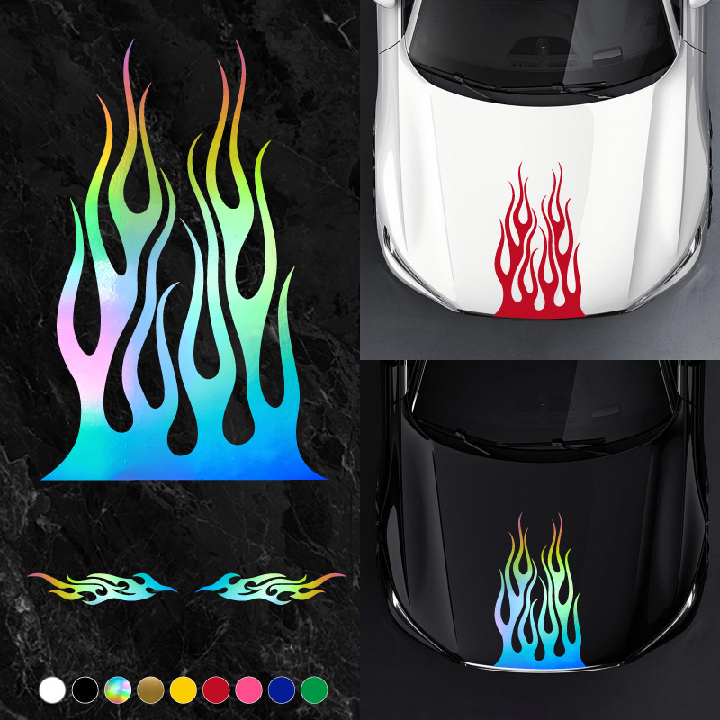 Stikka Calcomanía de vinilo para capó de coche, diseño de llama ardiente de  fuego azul (33.5 in x 55.1 in)