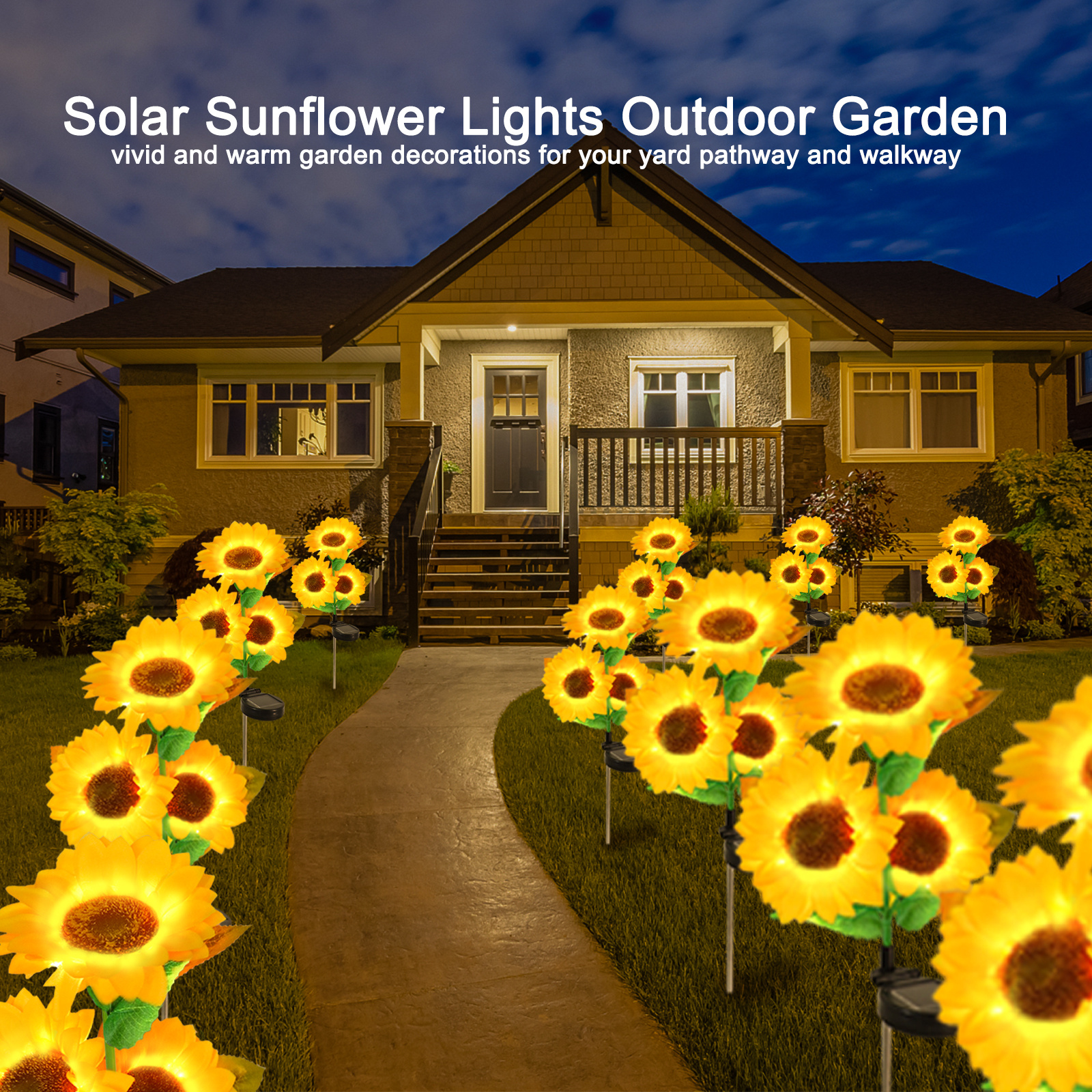 2 Stücke Solar Sonnenblumen, Solar Gartenpfostenleuchten Im Freien