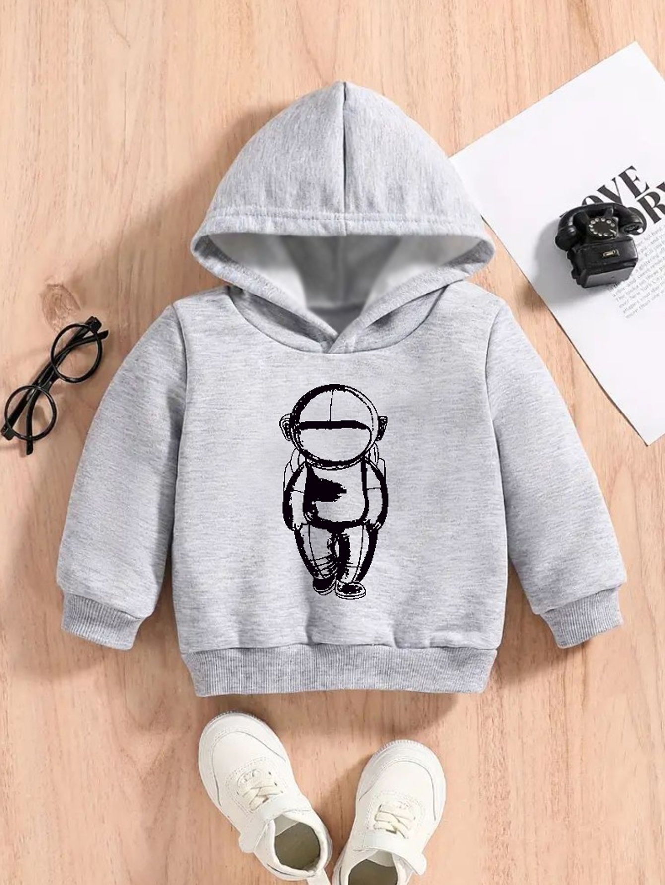 Cool Astronaut And Houston Print Boys Casual Pullover Hooded Long Sleeve  Sweatshirt For Spring Fall, Kids Clothing Outdoor - Temu