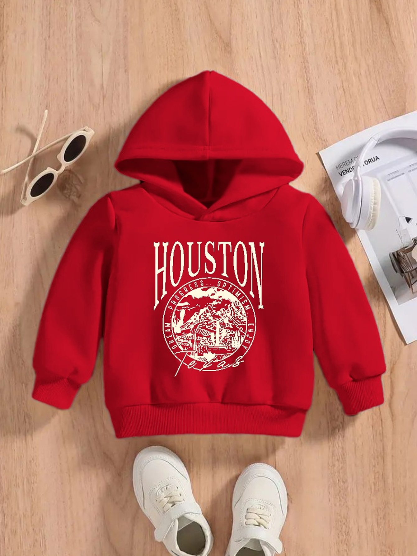 Cool Astronaut And Houston Print Boys Casual Pullover Hooded Long Sleeve  Sweatshirt For Spring Fall, Kids Clothing Outdoor - Temu