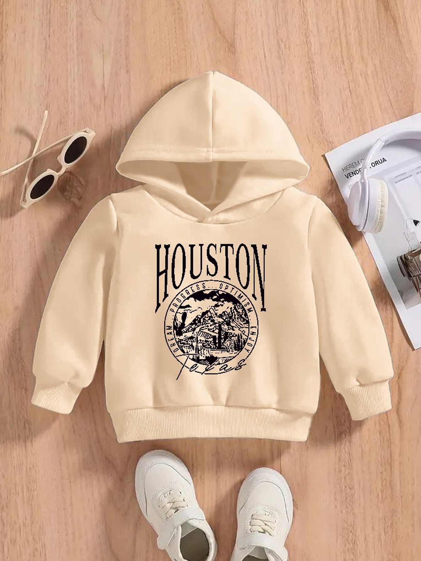 Cool Astronaut And Houston Print Boys Casual Pullover Hooded Long Sleeve  Sweatshirt For Spring Fall, Kids Clothing Outdoor - Temu