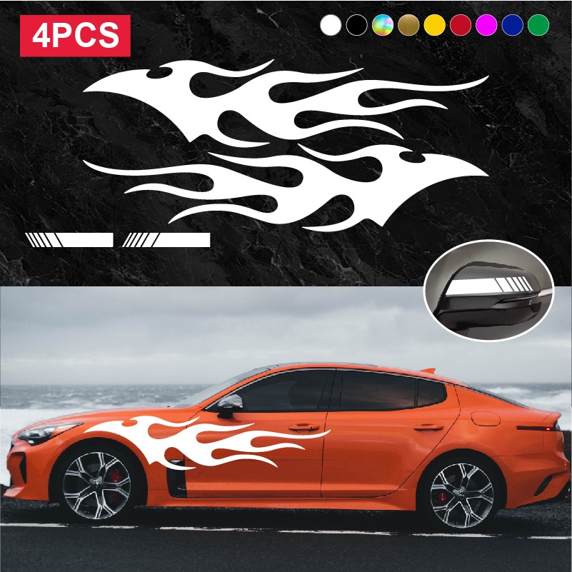 Large Hot Wheels Flames Car Body Vinyl Sticker Decals - Set of 2 - Left /  Right