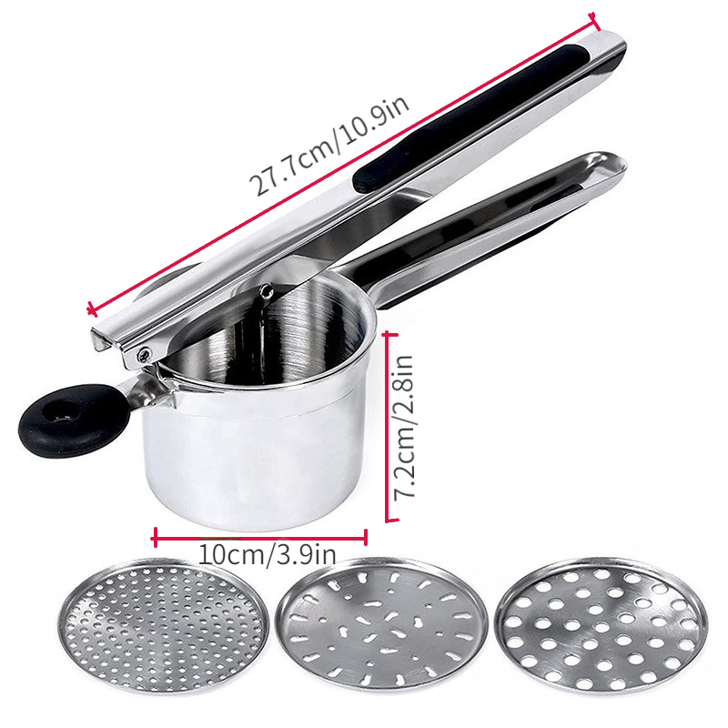 Zulay Kitchen Potato Ricer with 3 Interchangeable Discs - Red