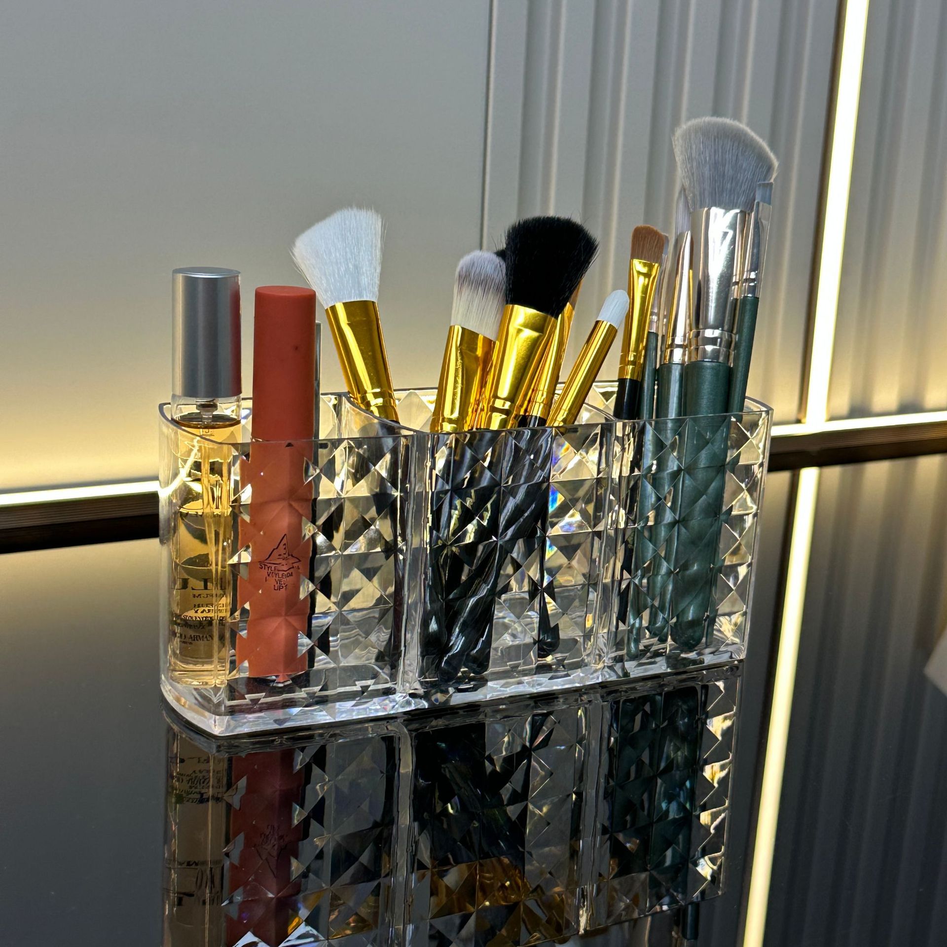 Makeup Brush Holder 1 Slot Golden Metal Cosmetics Brushes - Temu