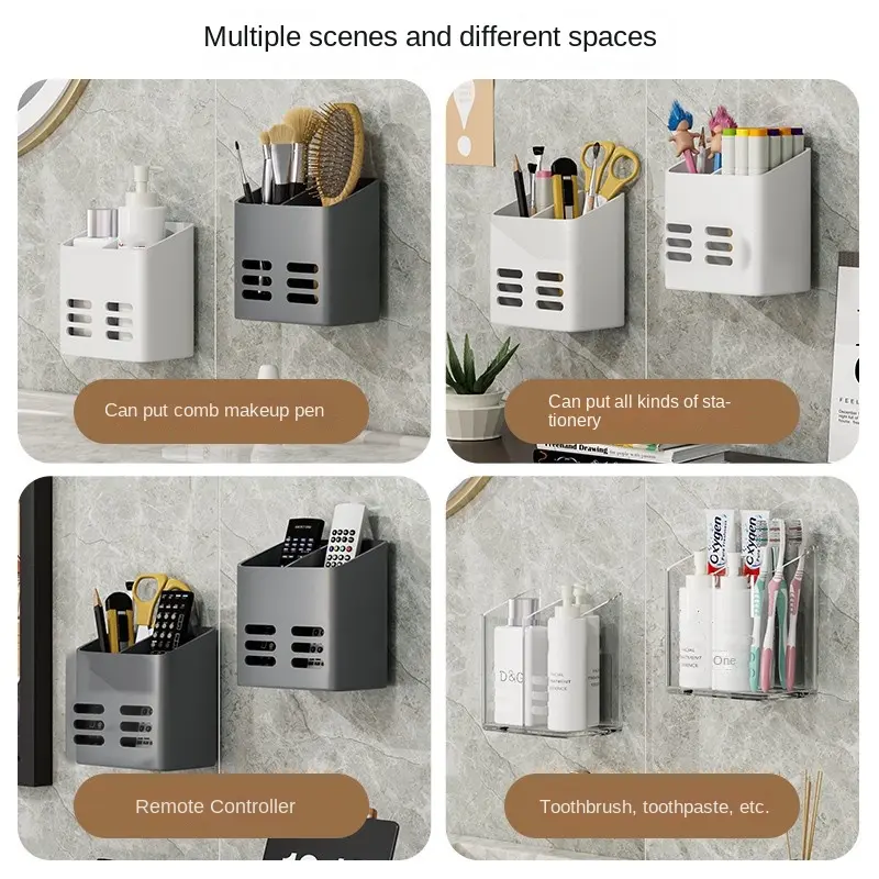 1pc wall mounted cosmetic storage rack bathroom storage organizer stand rack multifunctional large capacity countertop display case details 2