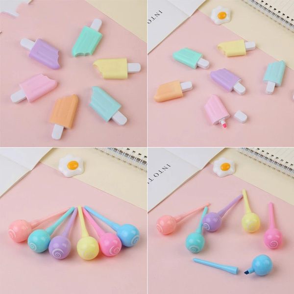 Cute Animals Panda Cat Mini Highlighter Paint Marker Pen Drawing Liquid  Chalk Stationery 6pcs/set