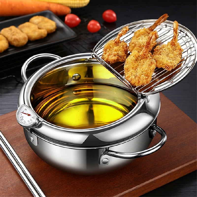 Deep Fryer Pot With Lid Japanese Style Tempura Frying Pot - Temu