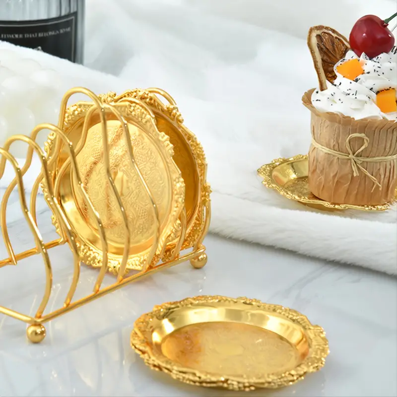 Golden Embossed Craft Tray Cake Tray Snack - Temu