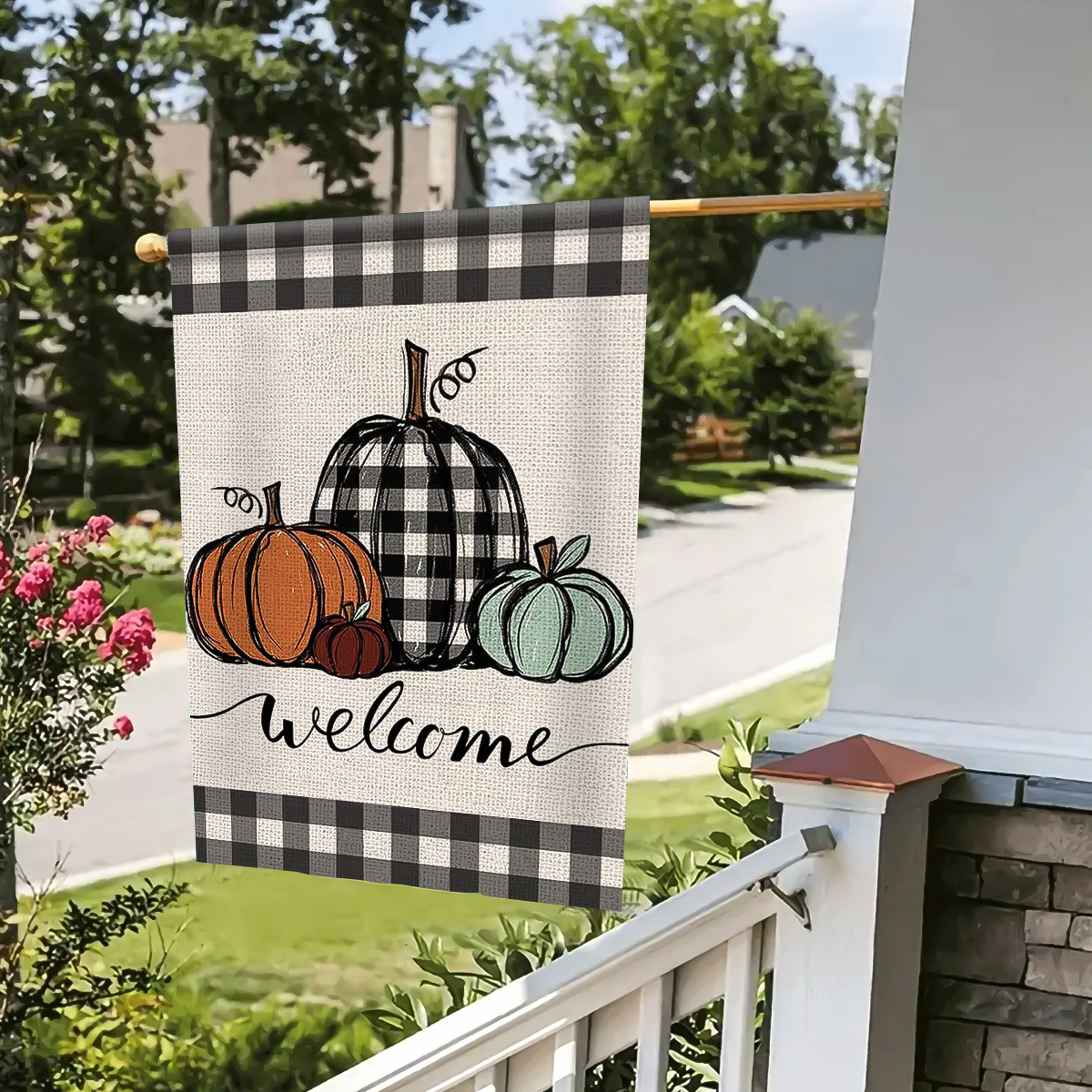 1pc Fall Football Welcome Garden Flags Vertical Double Sided Pumpkin Autumn  Sports Game Day Flag For