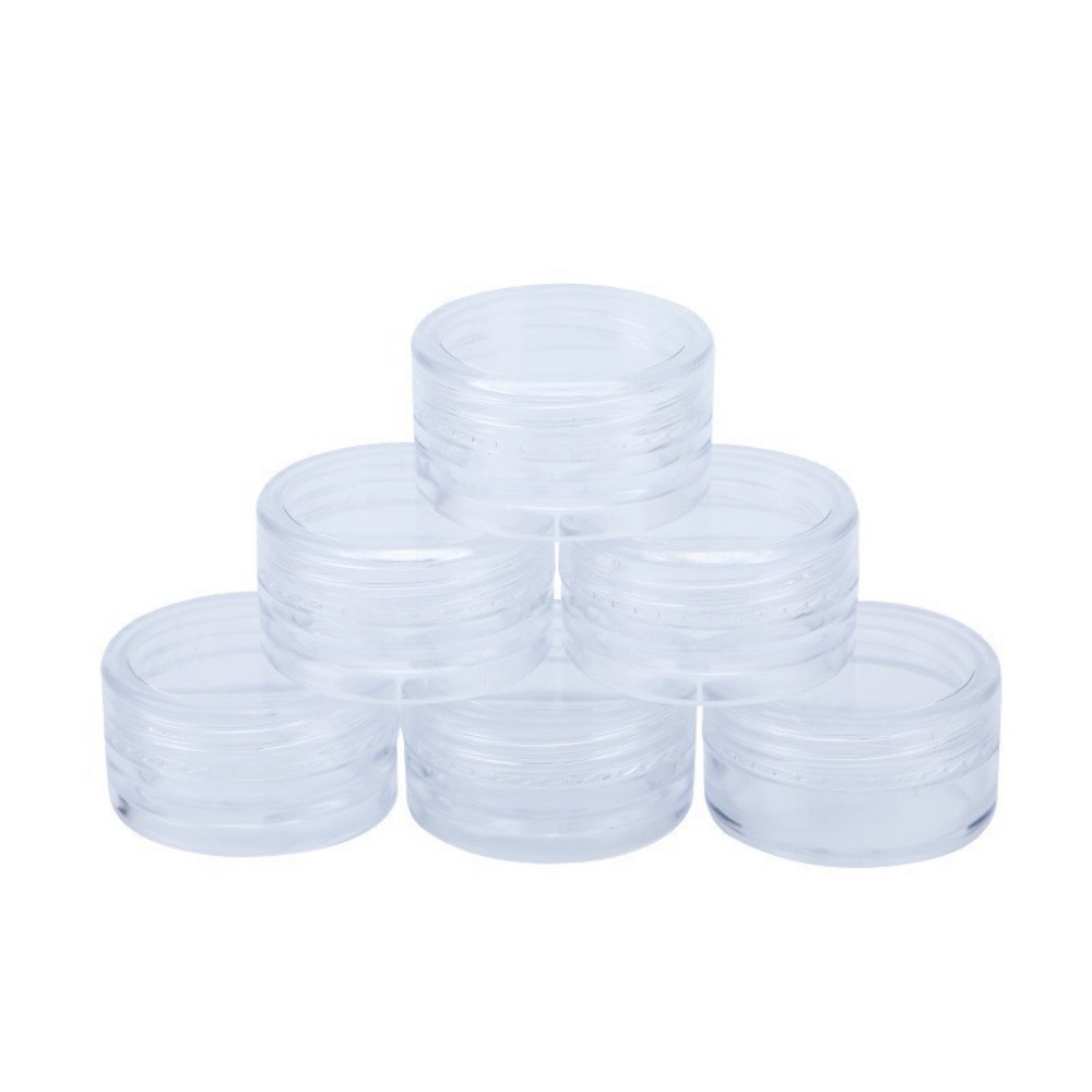 3pcs Tarros de plástico transparente vacíos con tapas, redondos,  contenedores de muestra cosméticos mini viales para almacenamiento de  cremas, lápices