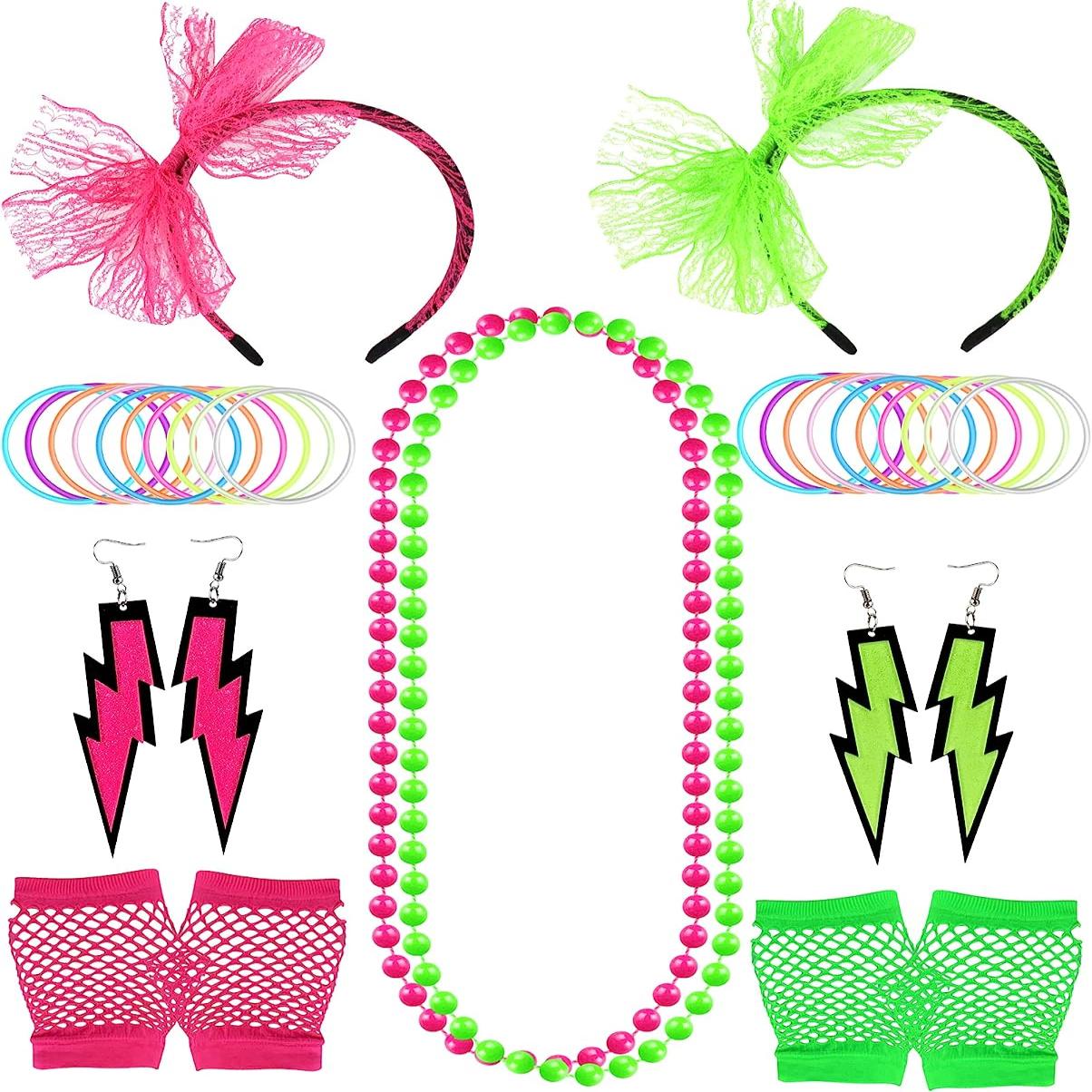  10 Pcs 80s Costume Accessories for Girls 80s Outfit