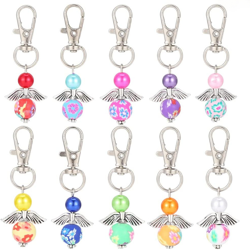 

12pcs Guardian Angel Keychain Cute Flower Key Chain Ring For Baby Baptism Thanksgiving Party Favors Christmas Gift