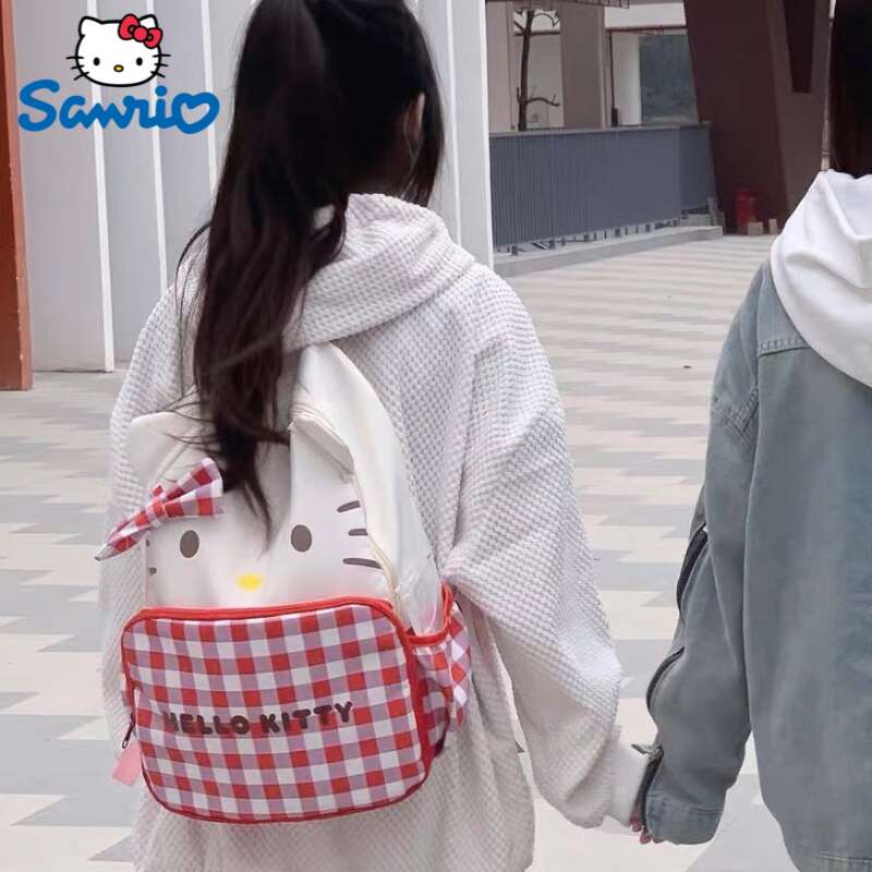 Sanrio Hello Kitty School Backpack 16" Black Canvas Pink GIRLS Large  Bag New