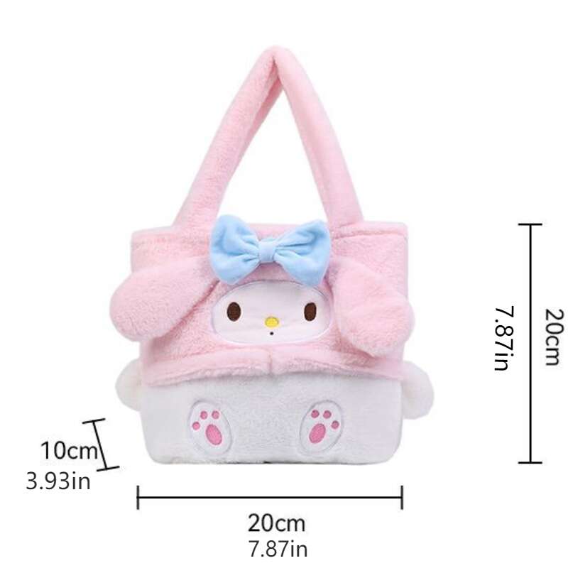 Sanrio Hello Kitty Cinnamon Melody Women's Shoulder Tote Schoolgirl Cartoon  Cute Canvas Magnetic Clasp Hand Storage Lunch Bag 