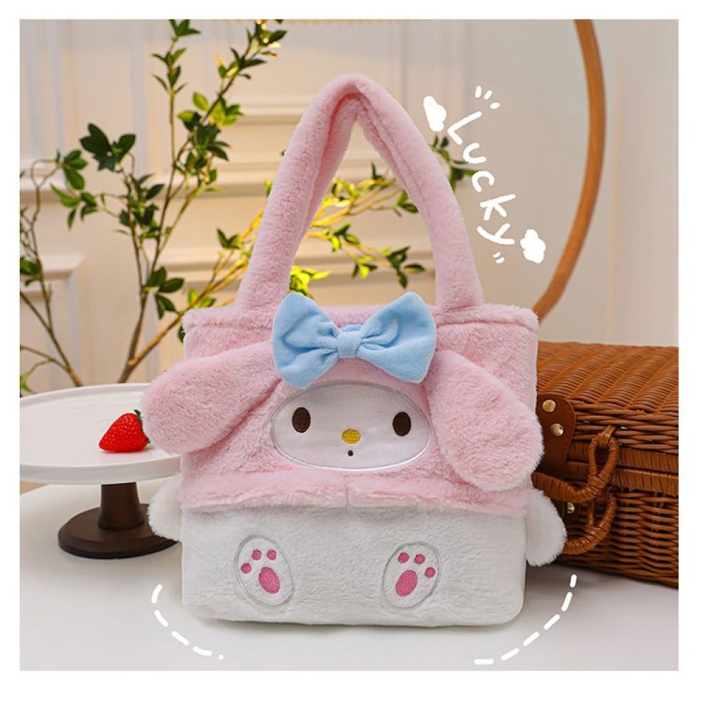 Sanrio Hello Kitty Cinnamon Melody Women's Shoulder Tote Schoolgirl Cartoon  Cute Canvas Magnetic Clasp Hand Storage Lunch Bag 