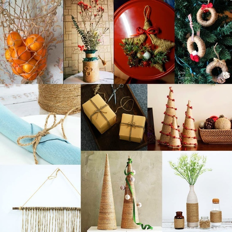 300m corde de chanvre naturel, 1mm fine corde brune pour l'artisanat,  crochet, emballage cadeau, jardinage et décoration de Noël