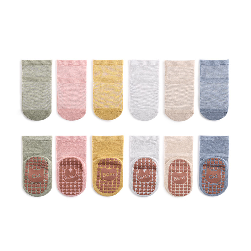 5pairs Baby Boys Girls Kids Mesh Thin Breathable Soft Comfy Socks, 3-12  Years Old Children's Cute Socks For Spring Summer