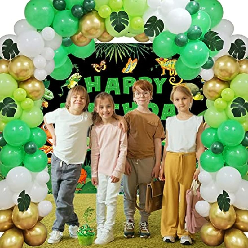 Reptile Birthday Party Decorations, Reptile Swamp Happy Birthday Banner  Backdrop, Reptile Balloons Cake Topper Safari Animals Lizard Snake Turtle  Alligator Cupcake Topper for Swamp Animal Theme Party 