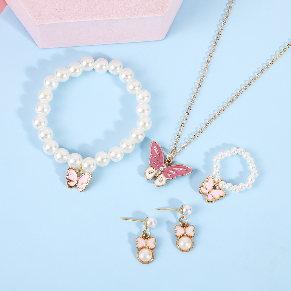 Girls Butterfly Choker Necklace & Ring Set (Kids)