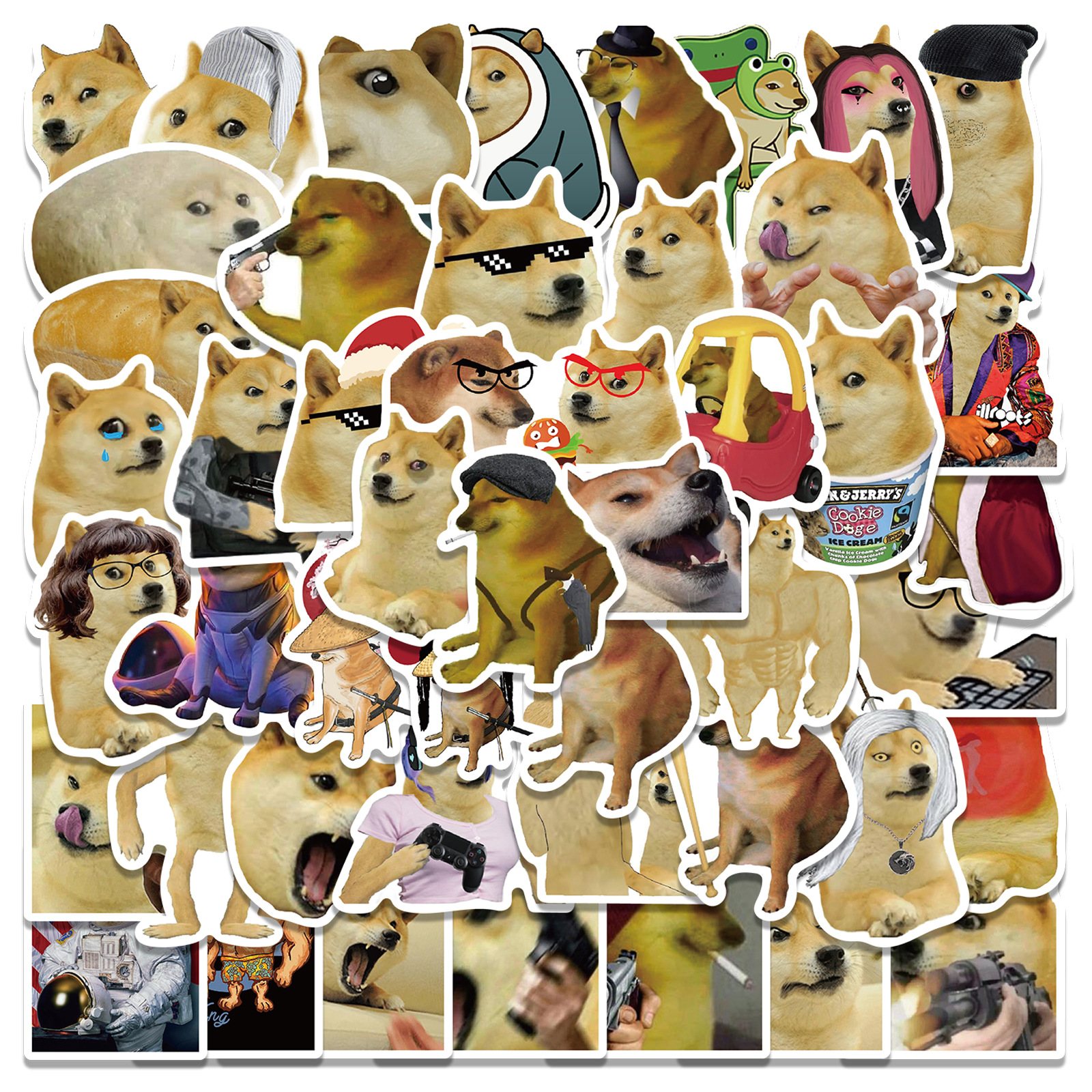 Funny Dog Meme Stickers For Laptop Skateboards Luggage Phone - Temu