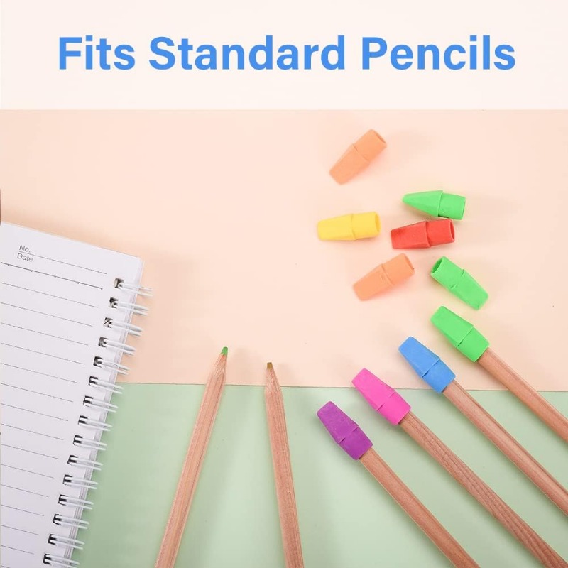 50 gomas de borrar para lápices de colores, tapas de borrador, borradores  para niños, suministros escolares para profesores (5 colores)