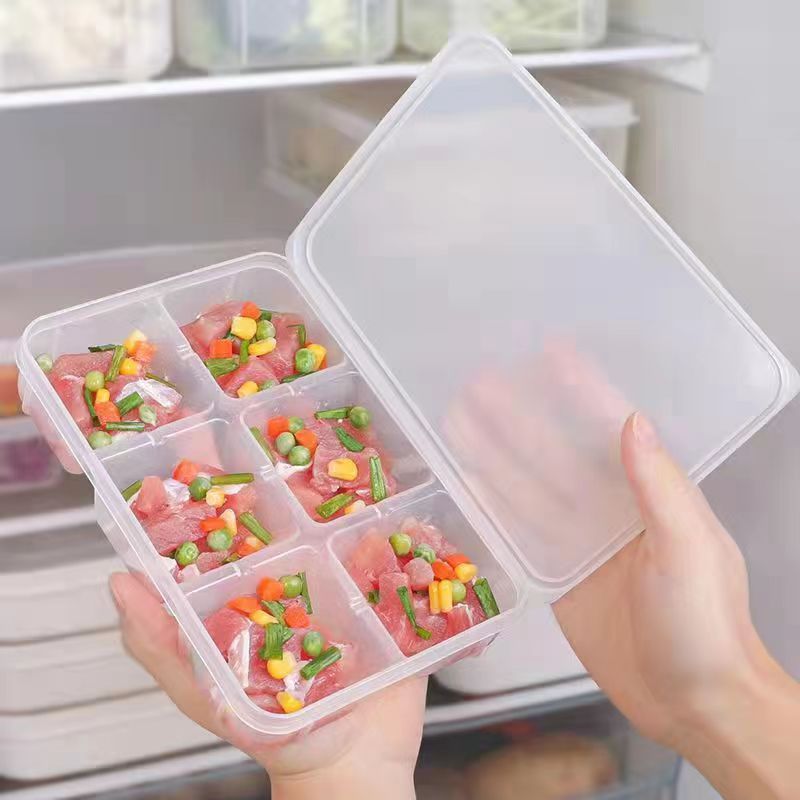 Clear 4 Compartments Food Storage Container with Lid Fridge Fresh