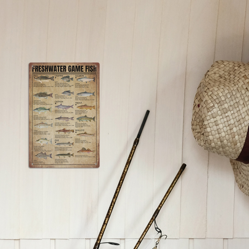 Rustic Metalz - Crappie Fishing Pole Home Decor, Vintage Fisherman