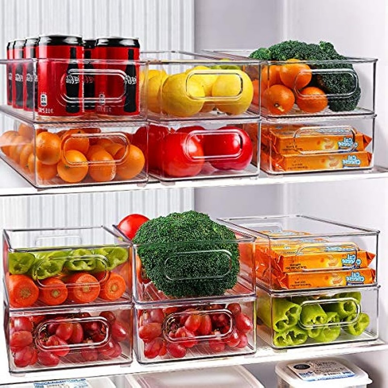 1 Pack Fridge Organizer, Stackable Refrigerator Organizer Bins with Lids,  Produce Fruit Storage Containers for Storage Clear for Food, Drinks,  Vegetable Storage