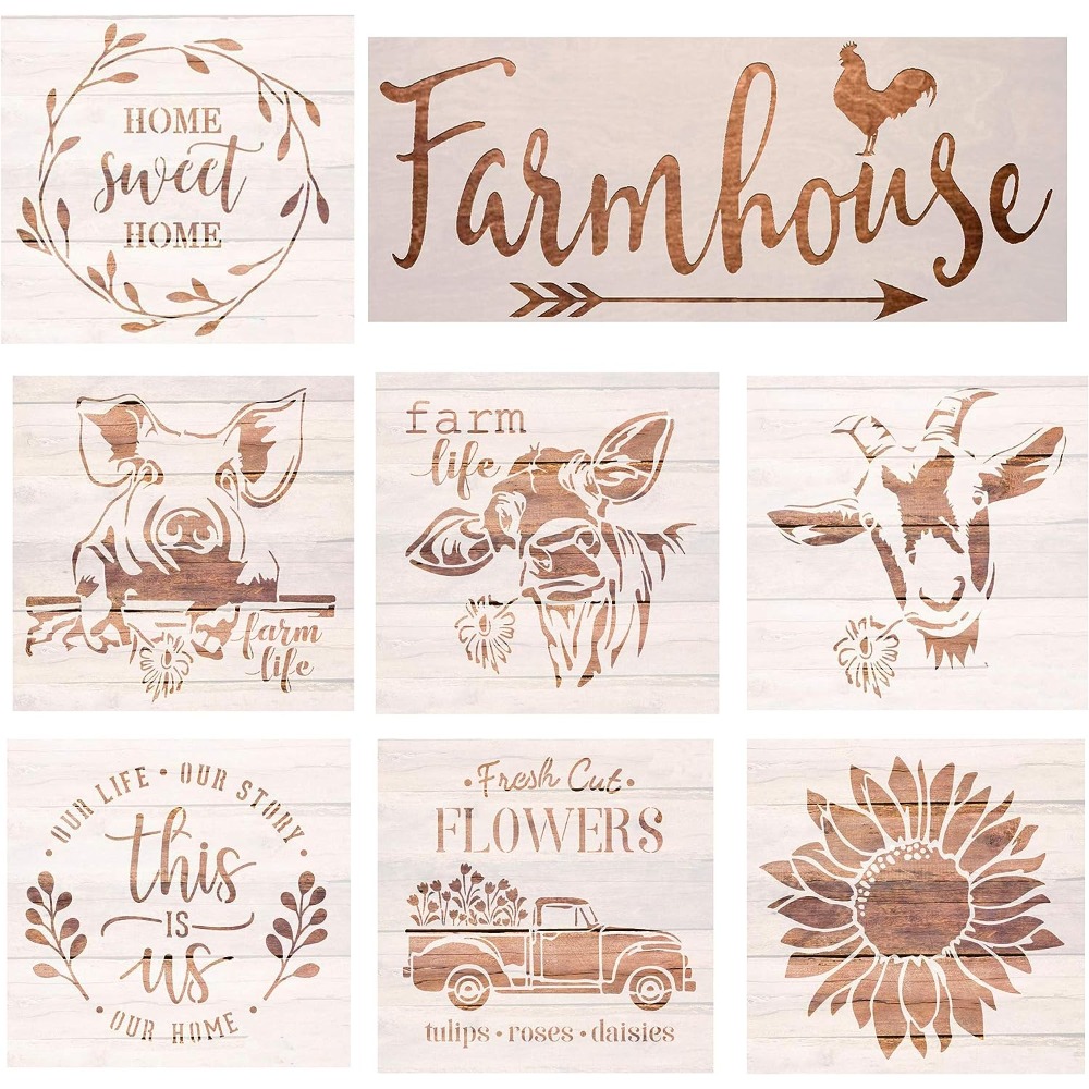 Farmhouse Stencils Reusable Cow Pig Farm Stencils Wood - Temu