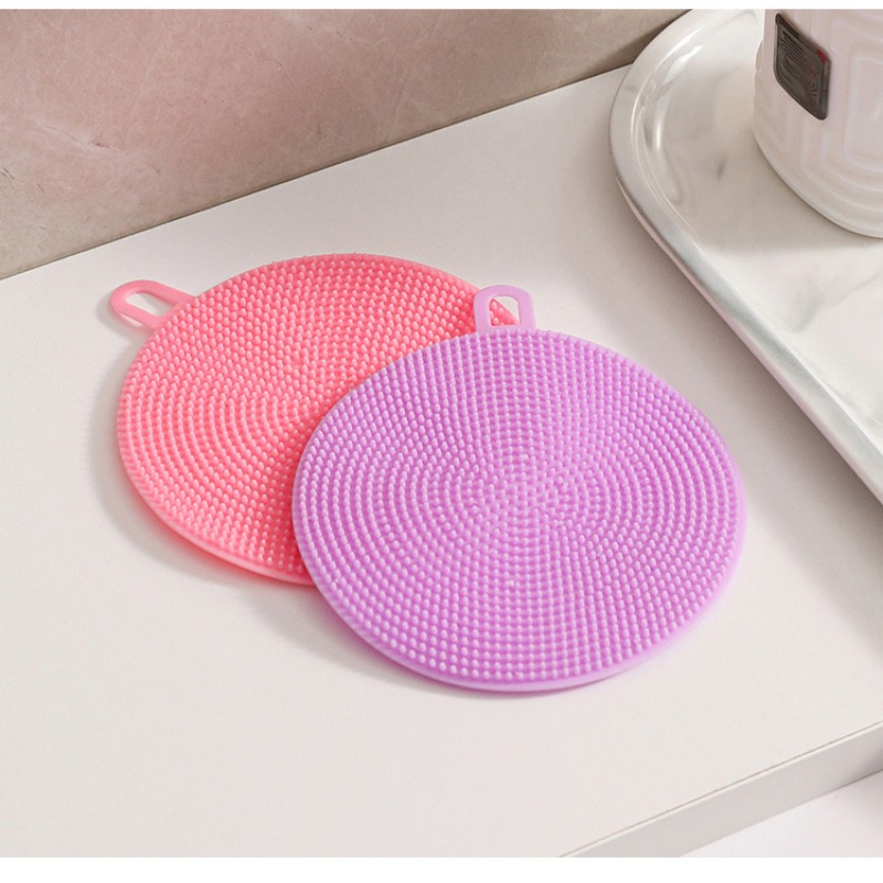 1pc Multifunctional Silicone Dishwashing Brush, Kitchen Scrubber Non-stick  Oil Cleaning Tool With Cleaning Cloth