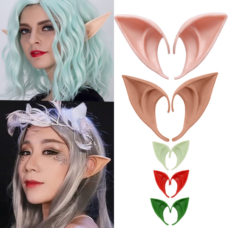 2 pares de orejas de elfo, orejas de hadas con purpurina, brillantes anime,  cosplay, orejas de elfo de látex para fiesta de Halloween