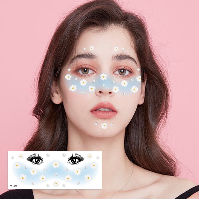 5 Sets Pink Heart Blush Tattoo Stickers, Cute Makeup Face Stickers