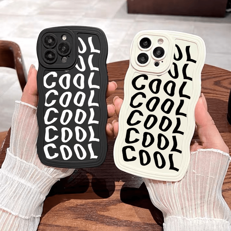 2pcs Phone Case With Cool Letters Graphic Shockproof For iPhone 14 11 Pro  XR XS Plus Bumper Back Soft Cover Phone Cases