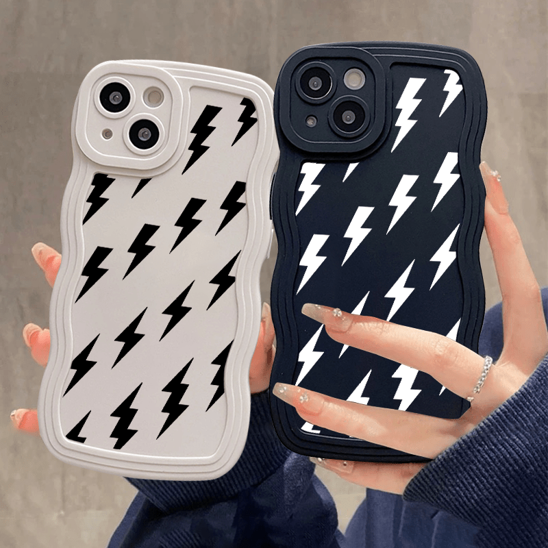 

2pcs Full Screen Lightning Graphic Phone Case For Iphone 14 13 12 11 Pro Max Mini Xr Xs Max X 8 7 Plus Se, Gift For Birthday, Girlfriend, Boyfriend, Or Yourself