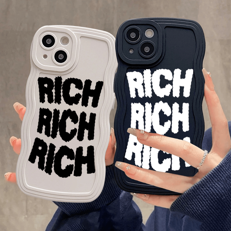 

2pcs Letter Rich Graphic Luxury Phone Case For 11 14 13 12 Pro Max Xr Xs 7 8 Plus Shockproof Cases Fall Bumper Back Soft Matte Lens Protection Cover Pattern Cases