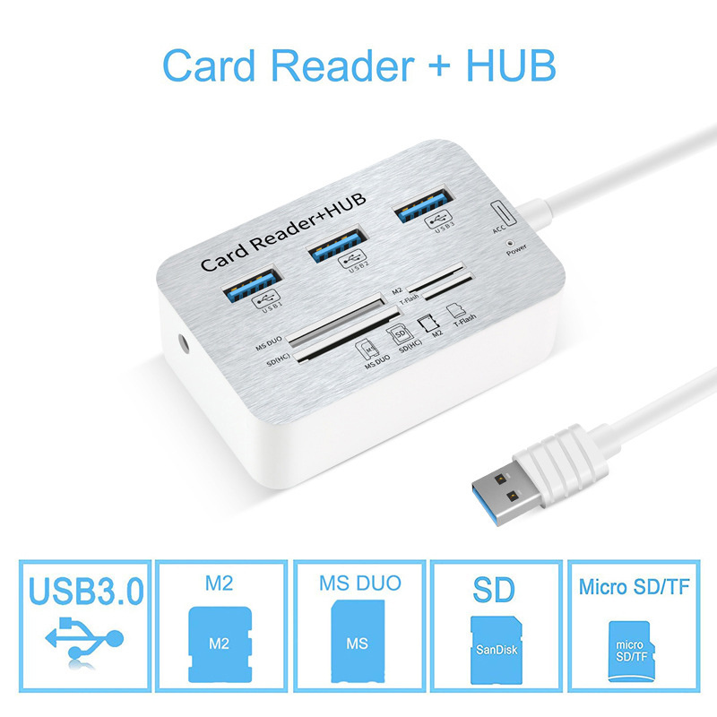 3.0/3.1 USB Hub Combo MS/ M2/ SD/TF Card Reader Adapters for  MacBook/Pc/Laptop