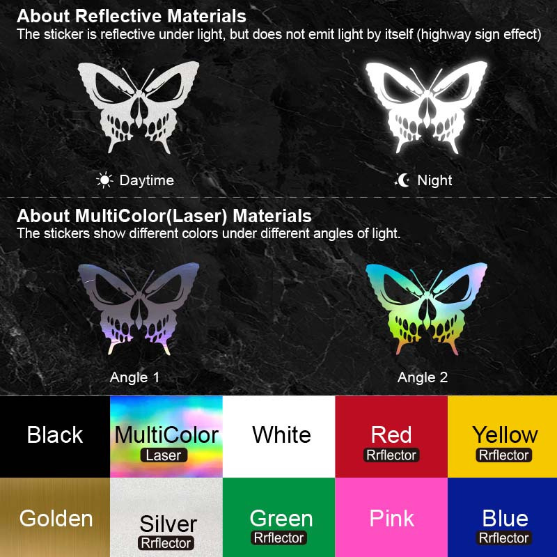 Skull Butterfly Tattoo Decal - Sticker Bomb Vinyl Decal for Car Truck,  Computer, Anywhere! Premium 6 Year Outdoor Vinyl (Black, 3) : :  Automotive